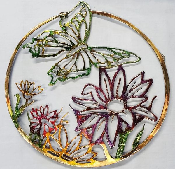 butterfly in circle custom metal art