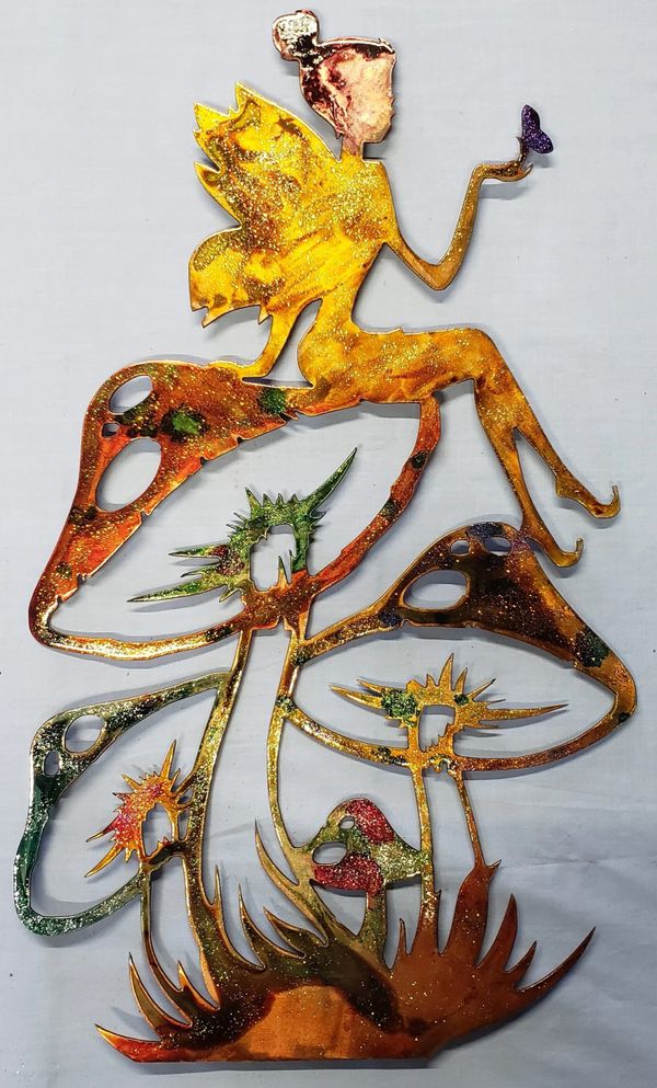 fairy on flower magical custom metal art