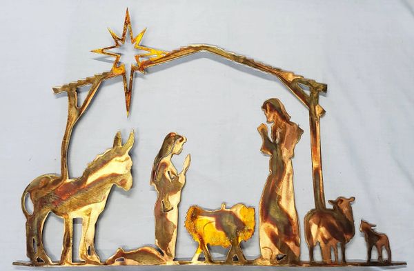 Christmas baby jesus scene metal art