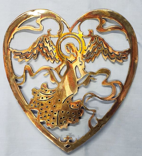 Religious Metal art Angel in Heart