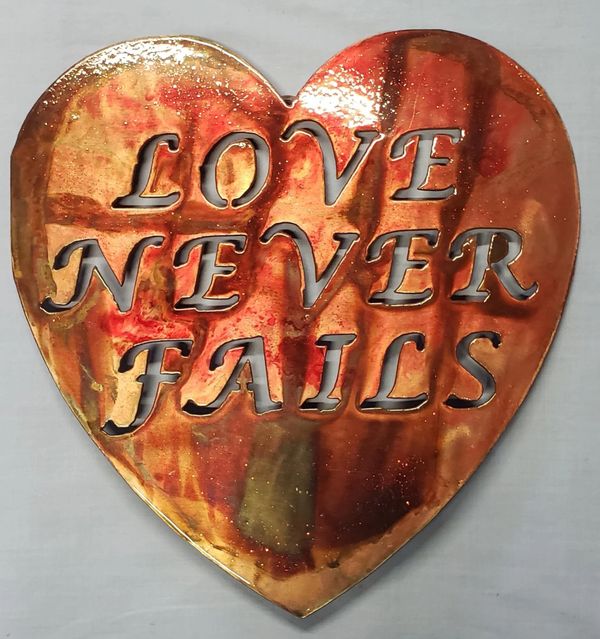 Religious Metal art love never fails in heart