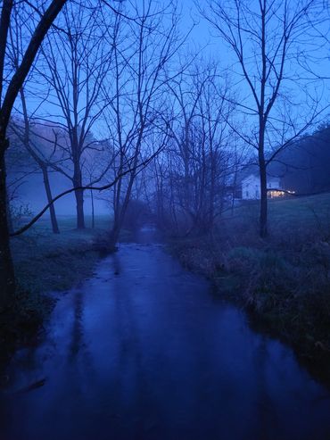 Frost stream in fog