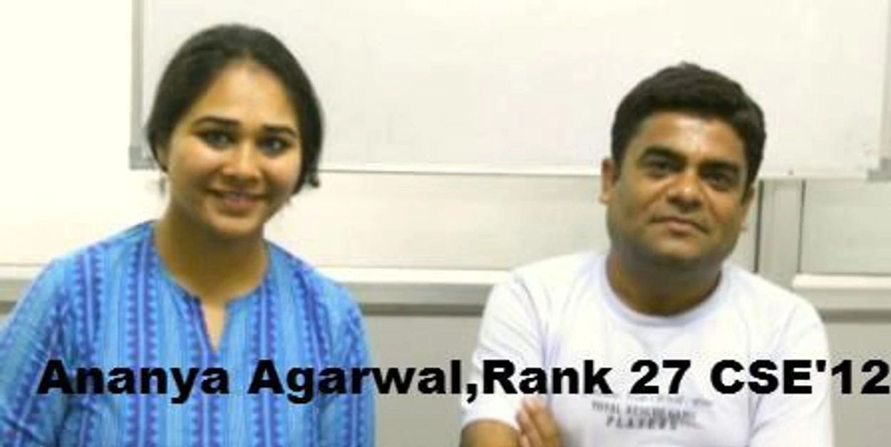 ANANYA AGARWAL, RANK 27 CSE 2012 & her mentor Arun Kumar