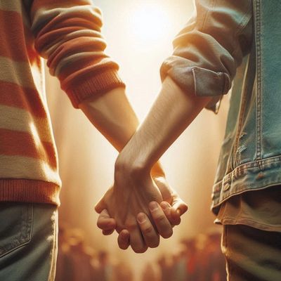 Two individuals locking arms in a show of support and solidarity, hope and connection. Depicts the e