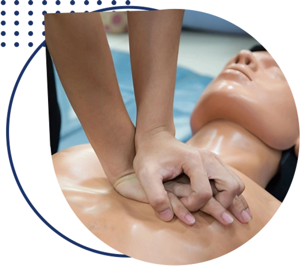 A person is practicing CPR on the toy