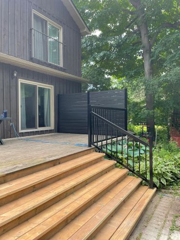 deck railings, stairs and privacy wall