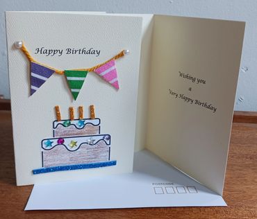 Bevscraft .com.au Birthday Card Kit for all ages kit includes card verse decorations and envelope