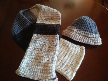 bevscraft.com.au handmade knitted scarf and beanie set