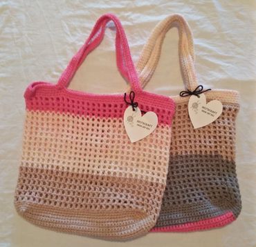 bevscraft.com.au handmade crochet shopping market bags