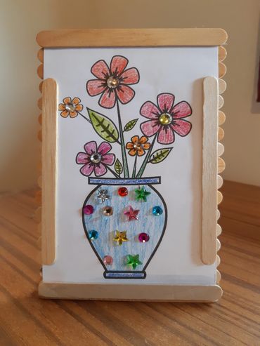 bevscraft.com.au colour in vase kit craft stick frame for all ages