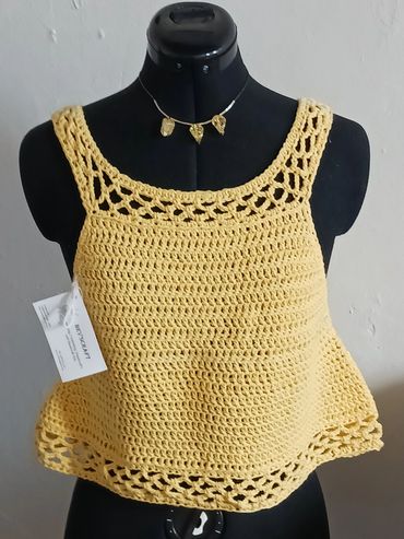 bevscraft.com.au yellow handmade crochet summer top