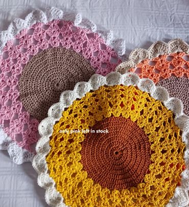 bevscraft.com.au crochet  cotton dollies place mats coasters