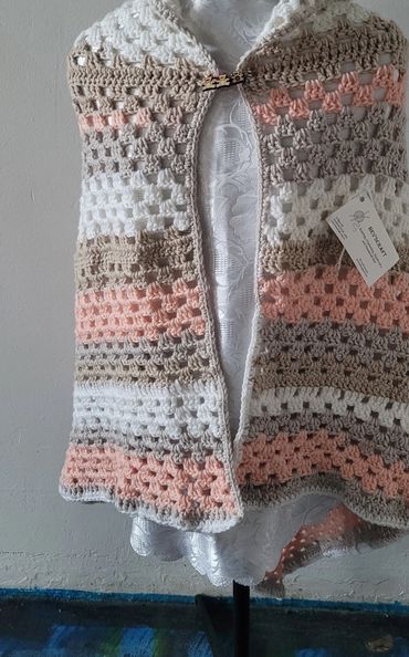 bevscraft.com.au handmade crochet Granny square stitch cape