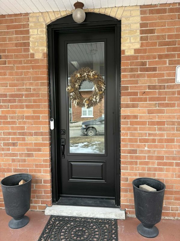 Single entry door installation in Barrie by Bros Windows & Doors — new front door replacement