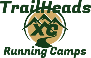 Logo for TrailHeads Running Camps with mountain and trail design.