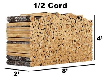 1/2 cord of split firewood.