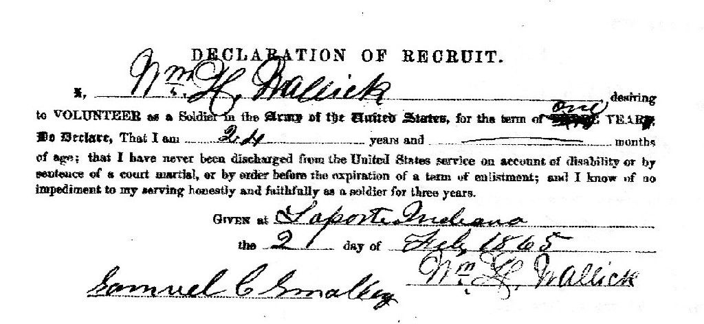 Declaration of Recruit for William F. Wallick