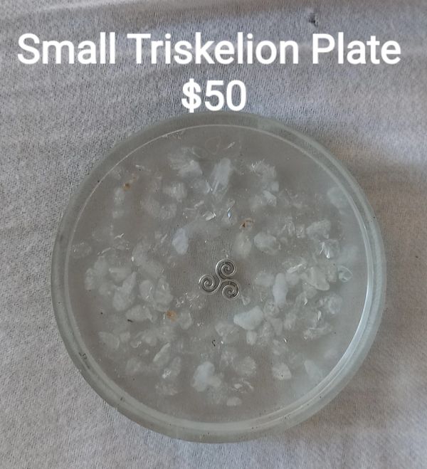 Small triskelion plate with crystals priced at $50.
