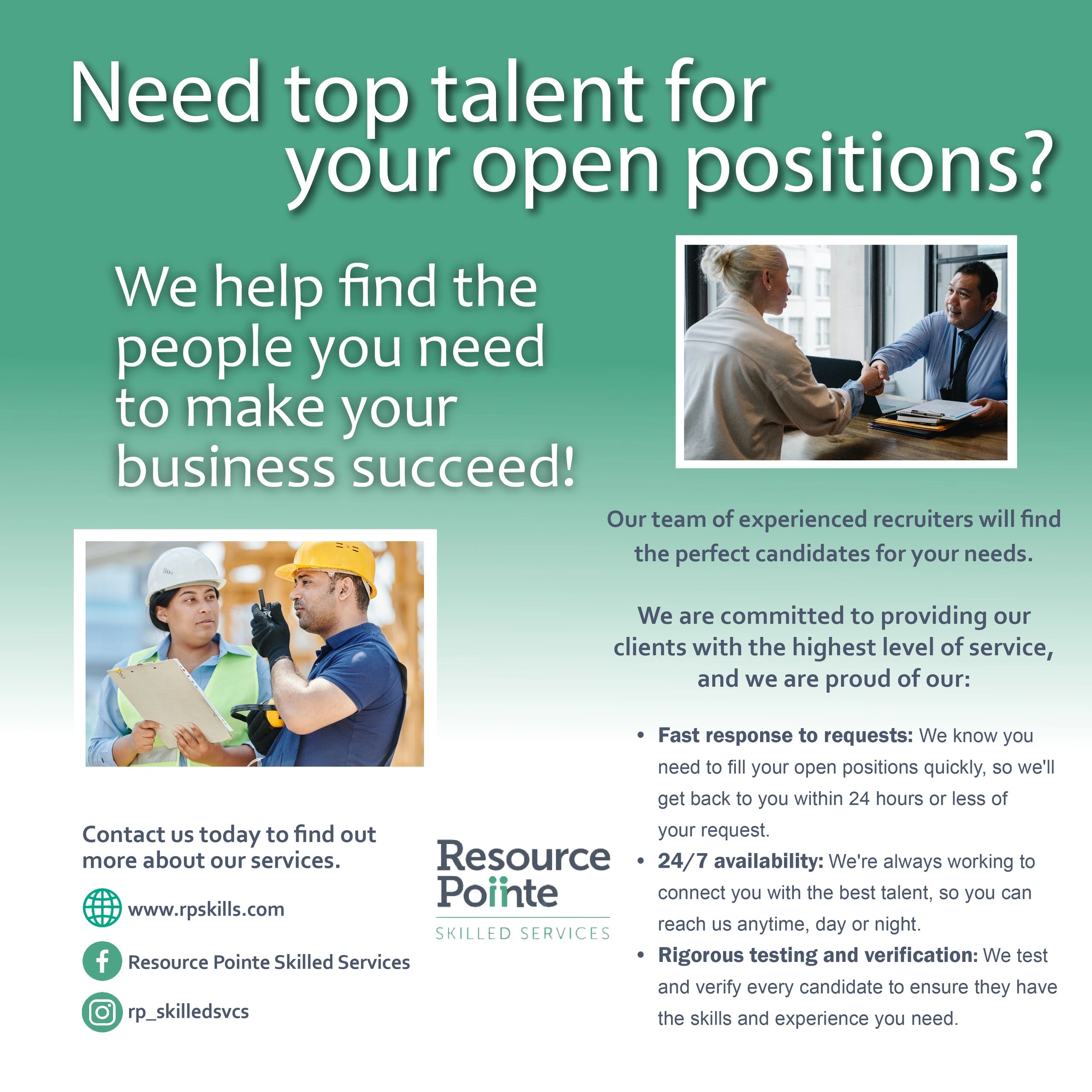 Ad for staffing services