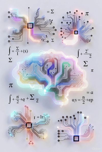 GCC Partner with Ai First approach to setup services and value acceleration across sectors , industries and functions with Circuit board patterns forming a glowing brain shape with mathematical formulas.