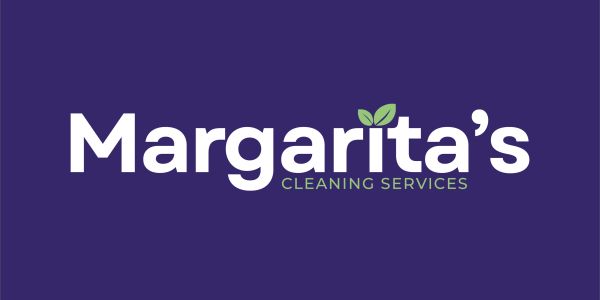 Logo for Margarita's Cleaning Services with leaf design.