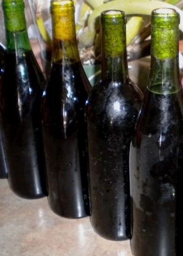 Bottles of wine at the wine tasting competition.