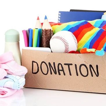 Donation Box With Clothing and Toys