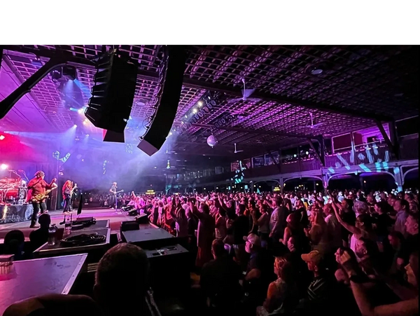 Concert with Meyer sound system moving lighting and mirror ball