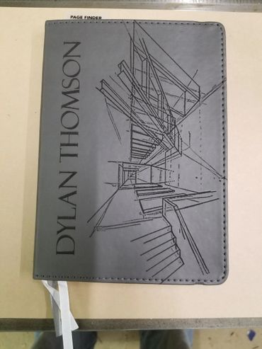 leather sketch book engraving
