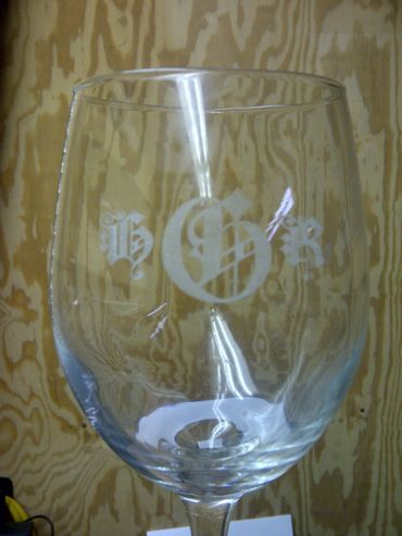 monogram engraved wine glass