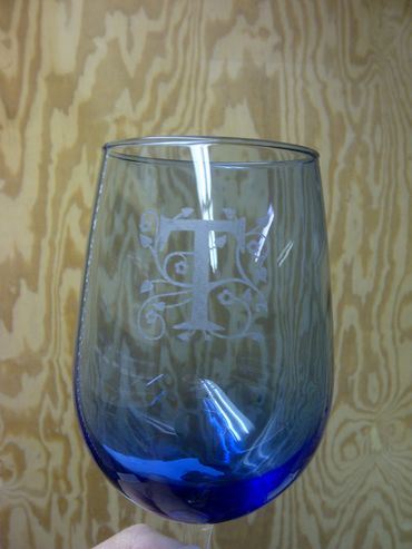 monogram engraved wine glass
