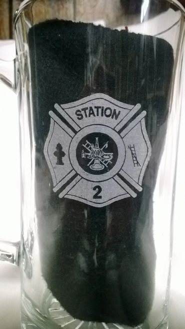 firefighter engraved beer mug