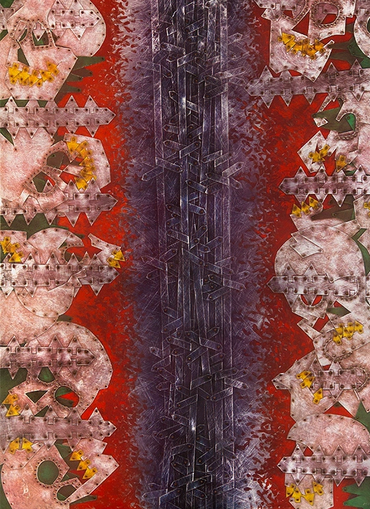 'Opposite Sides'. Painted metal over wood.66 x 48 x1.66