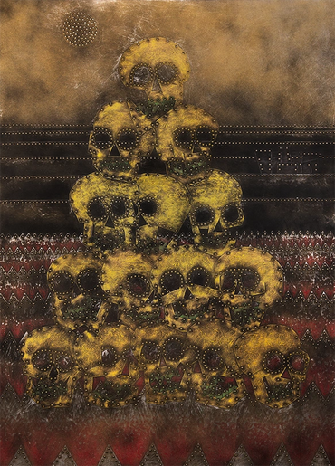 'South Pacific I' .Painted metal over wood, 1993 -66 x 48 x1.66