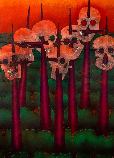 'South Pacific II'. Painted metal over wood.1992.66 x 48 x1.66