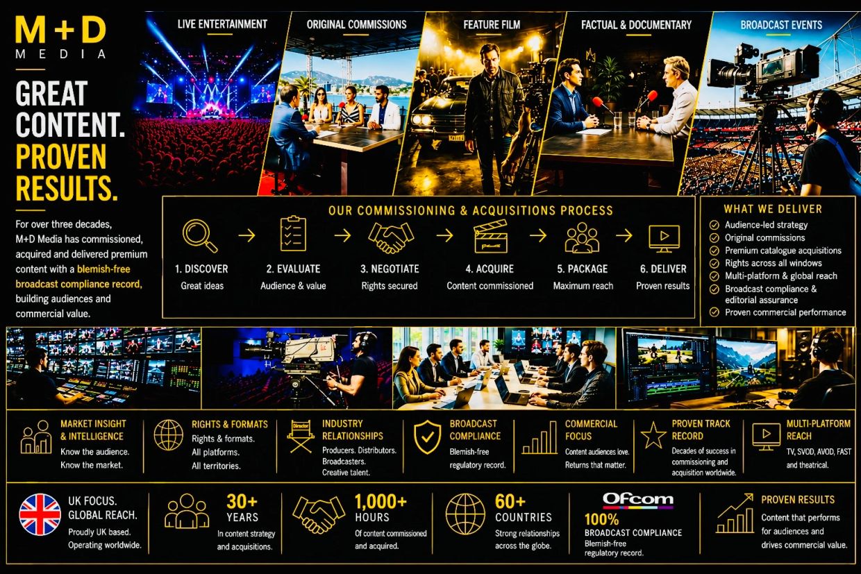 M+D Media offers proven, high-quality broadcast content with global reach.