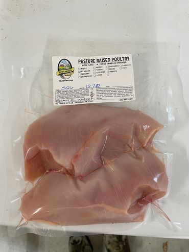 two packaged chicken breasts.
