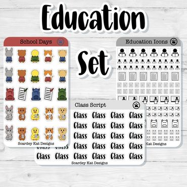 Clean Sticker Set with Icons, Scripts and Doodles