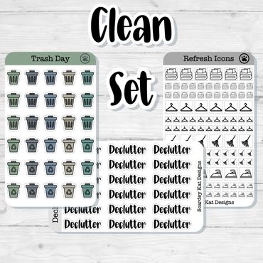 Clean Sticker Set with Icons, Scripts and Doodles