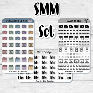 SMM Sticker Set with Icons, Scripts and Doodles