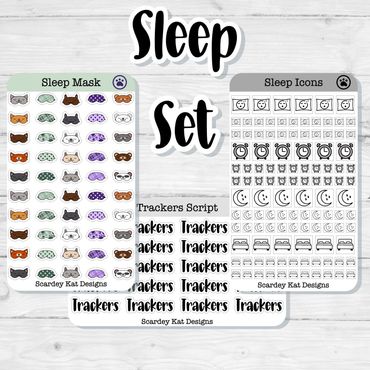 Sleep Sticker Set with Icons, Scripts and Doodles