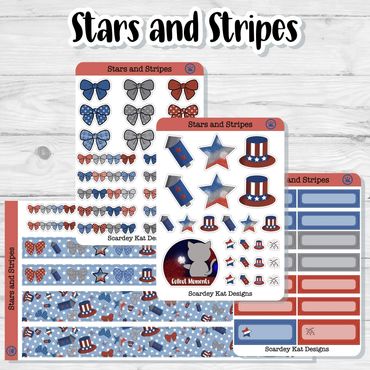 Stars and Stripes Planner Sticker Kit