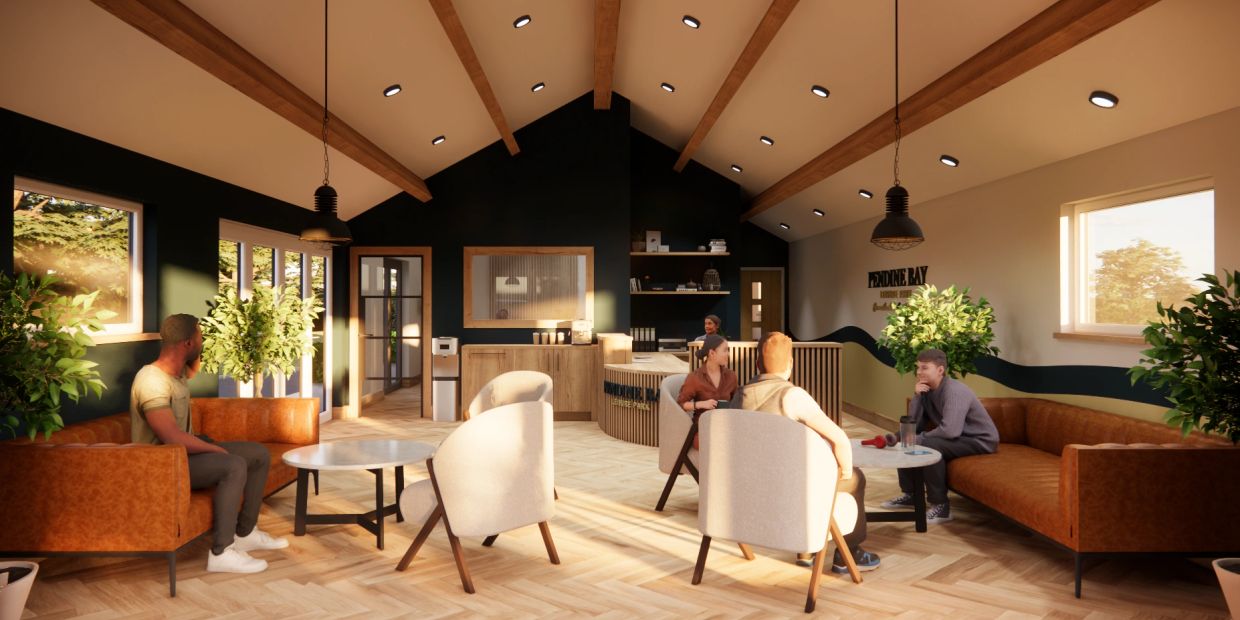 3D visualisation of Pendine Bay’s redesigned reception and customer lounge