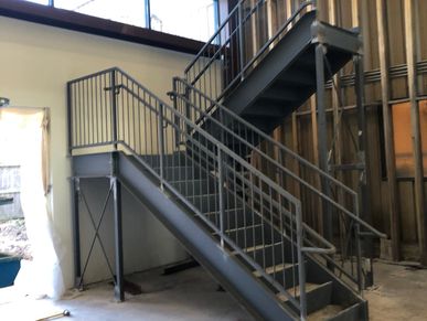 Inside steel staircase build in progress