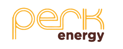 Logo for Perk Energy with stylized orange and brown text.
