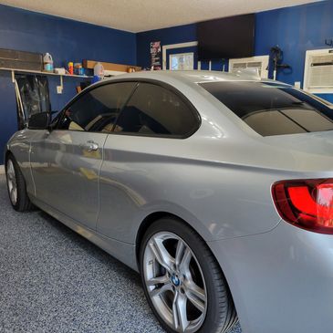 Picture of a 2 door BMW tinted in our shop