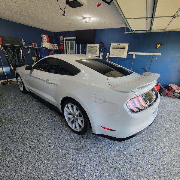 Picture of a 2021 Ford Mustang tinted in our shop