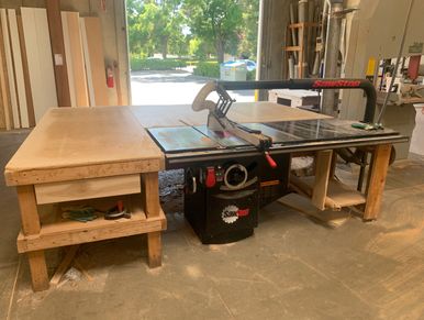 We have a table saw to help you get your project going. $1 a cut for plywood and $2 for lumber. 