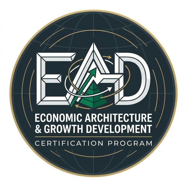 Logo for an Economic Architecture & Growth Development certification program.