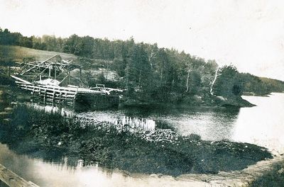 Remains of the old mill dam at Berry's Mils (Courtesy of West Bath Historical Society, Small family)